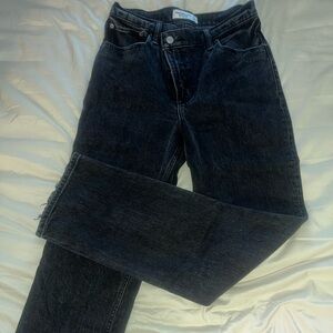 Abercrombie asymmetrical button black jeans. Size 27, 4